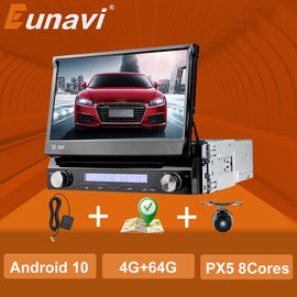 Eunavi 4G RAM 1 Din Android 9.0 Octa 8 Core Car DVD Player For Universal GPS Navigation Stereo Radio WIFI MP3 Audio USB SWC
