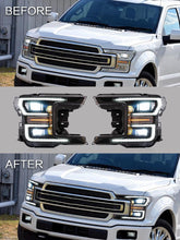 Cargar imagen en el visor de la galería, VLAND Headlamp Car Headlights Assembly for Ford F-150 2018 2019 Head light with moving turn signal Dual Beam Lens Plug-and-play