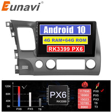 Załaduj zdjęcie do przeglądarki galerii, Eunavi 4G + 64G 2 DIN samochodowe radio odtwarzacz multimedialny dla Honda Civic 2006-2011 4G Tablet PC 10.1 cala ekran Navigator GPS Android 10