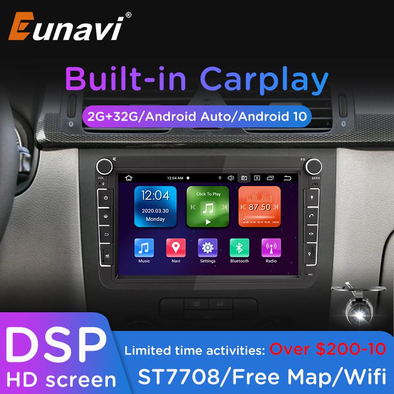 Eunavi 2 Din Android 10 Car Radio Multimedia Video Player For VW Golf 7 Polo Passat b7 b6 Jetta Seat Tiguan Octavia 2Din GPS DVD