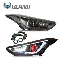 Załaduj zdjęcie do przeglądarki galerii, VLAND Headlamp Car Headlight Assembly for 2011-2016 Hyundai Elantra Coupe 2013-2014 Head light moving turn signal Dual Beam Lens