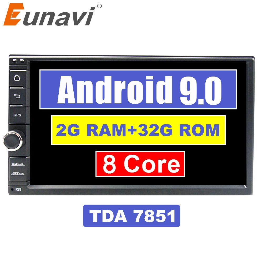 Eunavi 2 din Android 9.0 Universal car multimedia Radio Stereo GPS Navigation player 2din headunit pc with TDA7851 RDS wifi usb