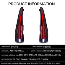 Charger l&#39;image dans la galerie, VLAND car accessories LED Tail lights Assembly for Cadillac Escalade ESV 2007-2014 LED Turn Signal Reverse Lights