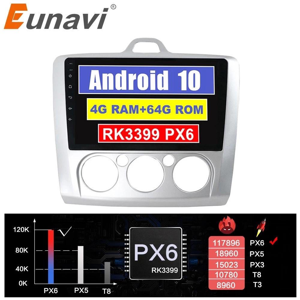 Eunavi 2 Din Android Audio 9 ''radioodtwarzacz samochodowy radio odtwarzacz multimedialny dla ford focus 2 3 Mk2 Mk3 2004-2011 hatchback 2din DSP GPS