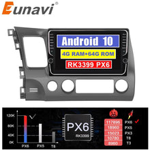 Load image into Gallery viewer, Eunavi 4G+64G 2 DIN IPS Android 10 Car Radio Multimedia Video Player GPS For Honda Civic 2006-2011 2din car pc 9 inch no dvd