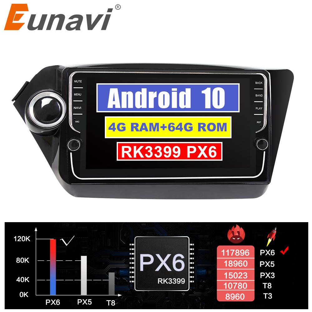 Eunavi 2 Din Android 10 Car radio GPS For Kia k2 rio 3 4 2010-2016 Multimedia stereo navigation Autoradio TDA7851 4GB 64GB