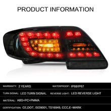 Załaduj zdjęcie do przeglądarki galerii, VLAND Tail Lights Assembly For Toyota Corolla 2011 2012 2013 Taillight Tail Lamp Turn Signal Reverse Lights LED DRL Light