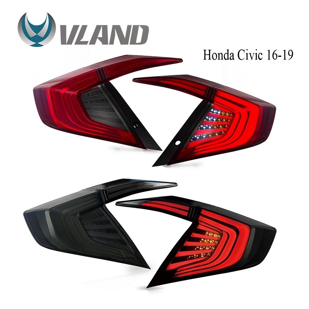 VLAND Tail lights Assembly for Honda Civic 10 Gen 2016-2019 Taillights Tail Lamp with Turn Signal Reverse Lights DRL light