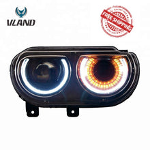 Charger l&#39;image dans la galerie, VLAND Headlamp Car Headlights Assembly For Dodge Challenger 2008-2014 Head Light Moving Turn Signal Light DRL Dual Beam Lens