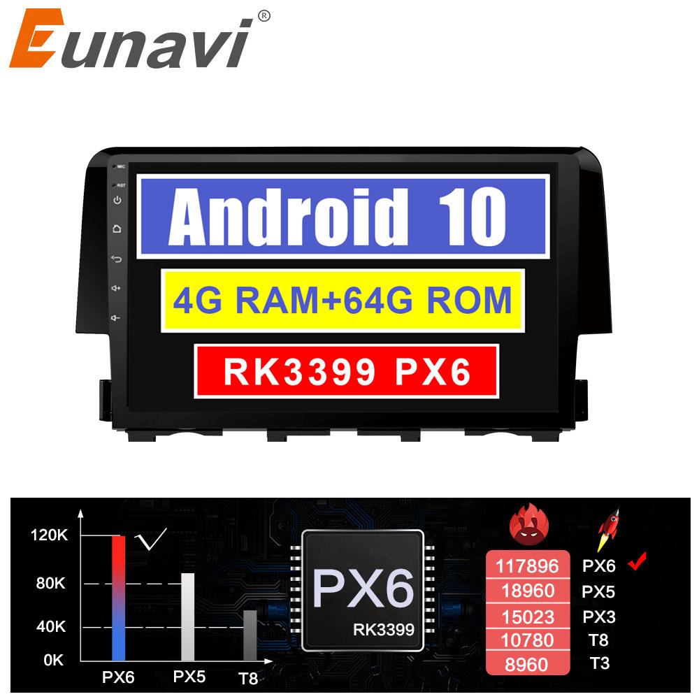 Eunavi 2 DIN Car Radio headunit For Honda Civic 2016 2017 2018 radio stereo multimedia player Android 10 TDA7850 NO DVD GPS