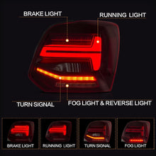 Załaduj zdjęcie do przeglądarki galerii, VLAND Tail lights Assembly for Volkswagen Polo 2011-2017 Taillight Tail Lamp with Turn Signal Reverse Lights LED DRL light