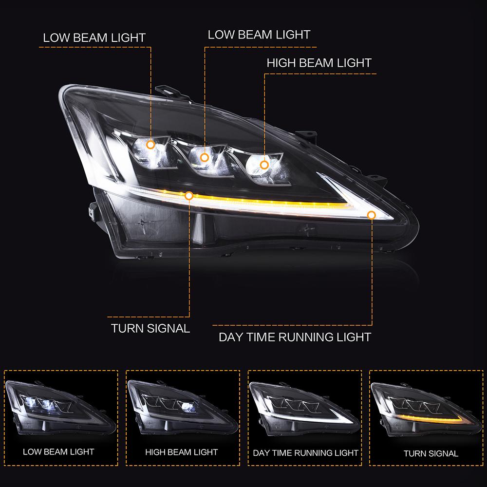 VLAND Headlamp Headlight Assembly fit for LEXUS 2006-2013 IS250 IS350/2008-2014 IS F/2010-2015 SEDAN C CF Full LED Headlamp with