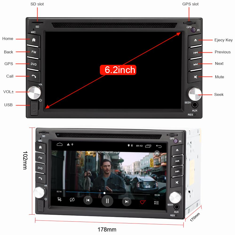 Eunavi 2 Din Android 10 System Car Multimedia Player auto dvd radio stereo audio 2din GPS Navigation WIFI DSP TDA7851 USB