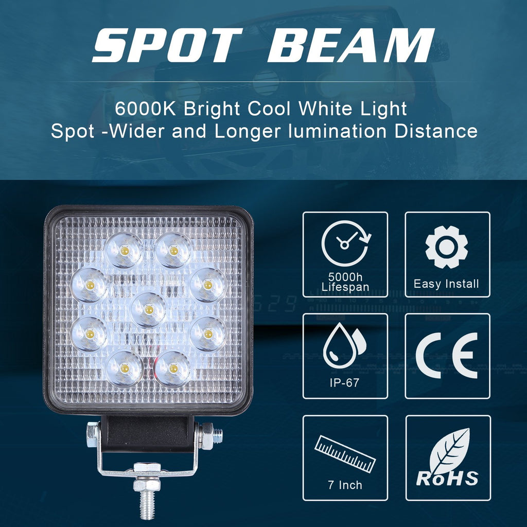 Square Ultra-thin 160W Off-road Vehicle Spotlight LED Work Light Spot Flood LED Light Bar LED Light