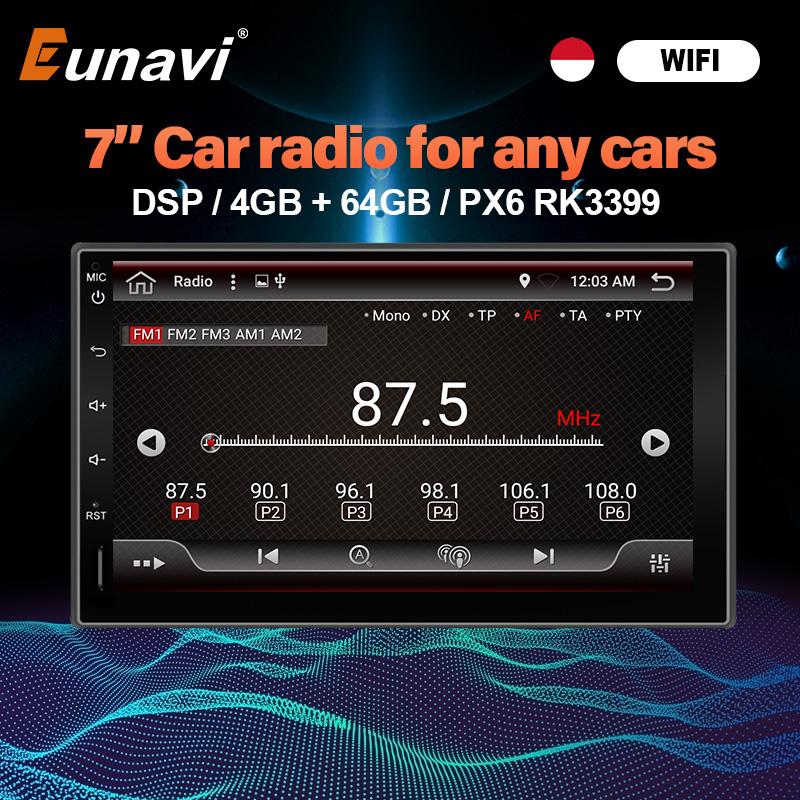 Eunavi 2 din Universal Android 10 Car Radio stereo PC multimedia Player GPS 1024*600 touch screen SC7862 2DIN