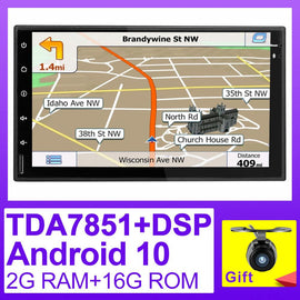 Eunavi 7 inch 2 din Universal Android 10 Car Radio multimedia player pc stereo autoradio wifi GPS Navigation DSP TDA7851 BT SWC