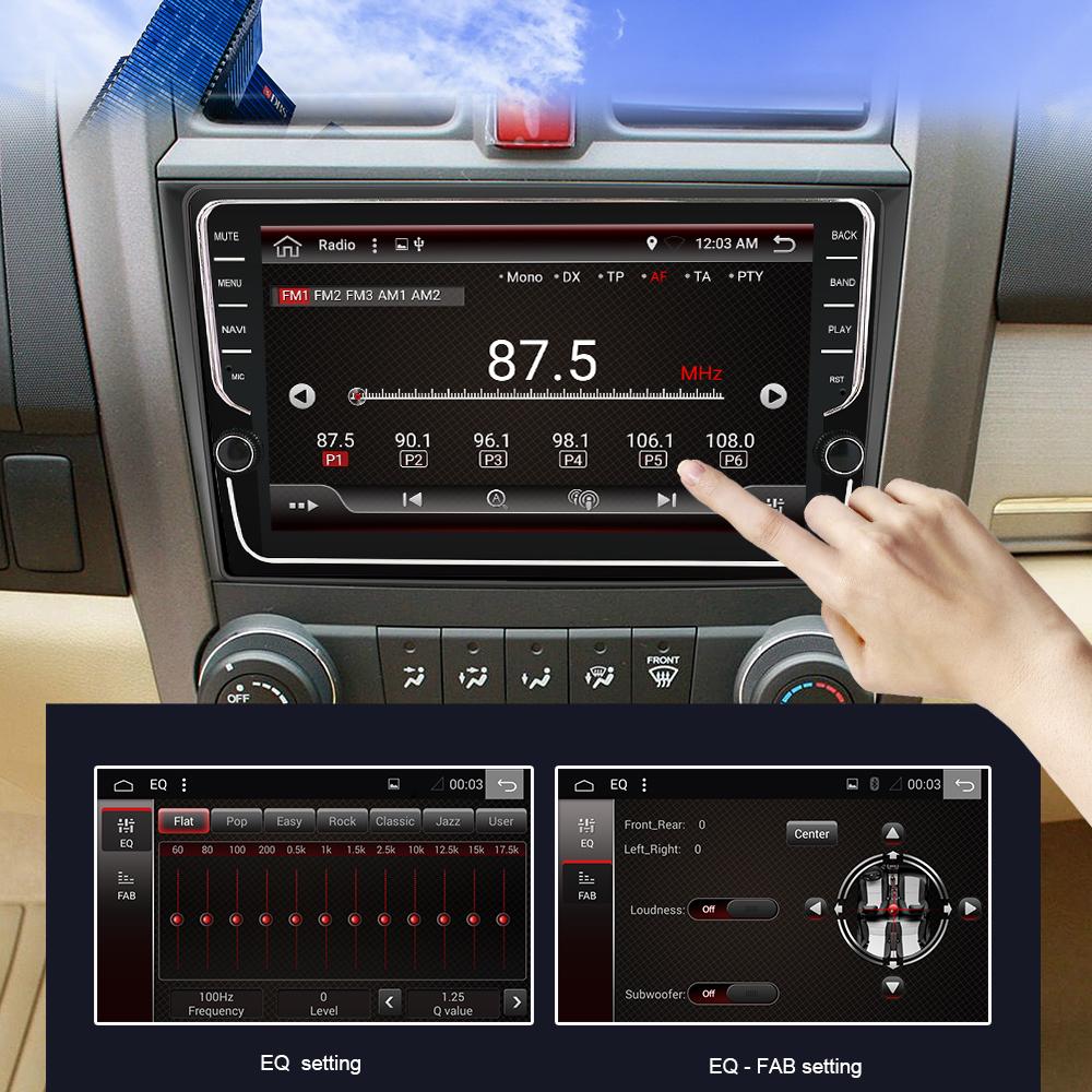 Eunavi Universal 8" 2 Din Android 10 Car Radio Stereo GPS Navigation Head Unit steering wheel control 1024*600 touch screen