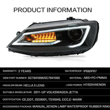 Charger l&#39;image dans la galerie, VLAND Headlamp Car Assembly fit for Volkswagen JETTA 2011-2019 Headlight Full LED Headlamp with DRL Sequential Turn Signal