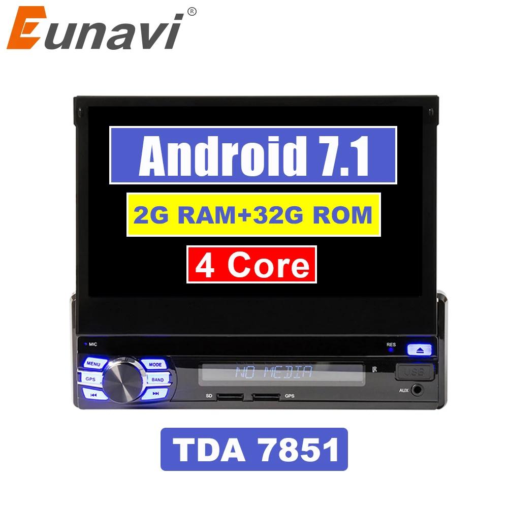 Eunavi Single 1 Din 7" Android 7.1 Quad core Car PC Radio Stereo GPS Navigation Universal 1024*600 HD Head Unit Wifi USB NO DVD