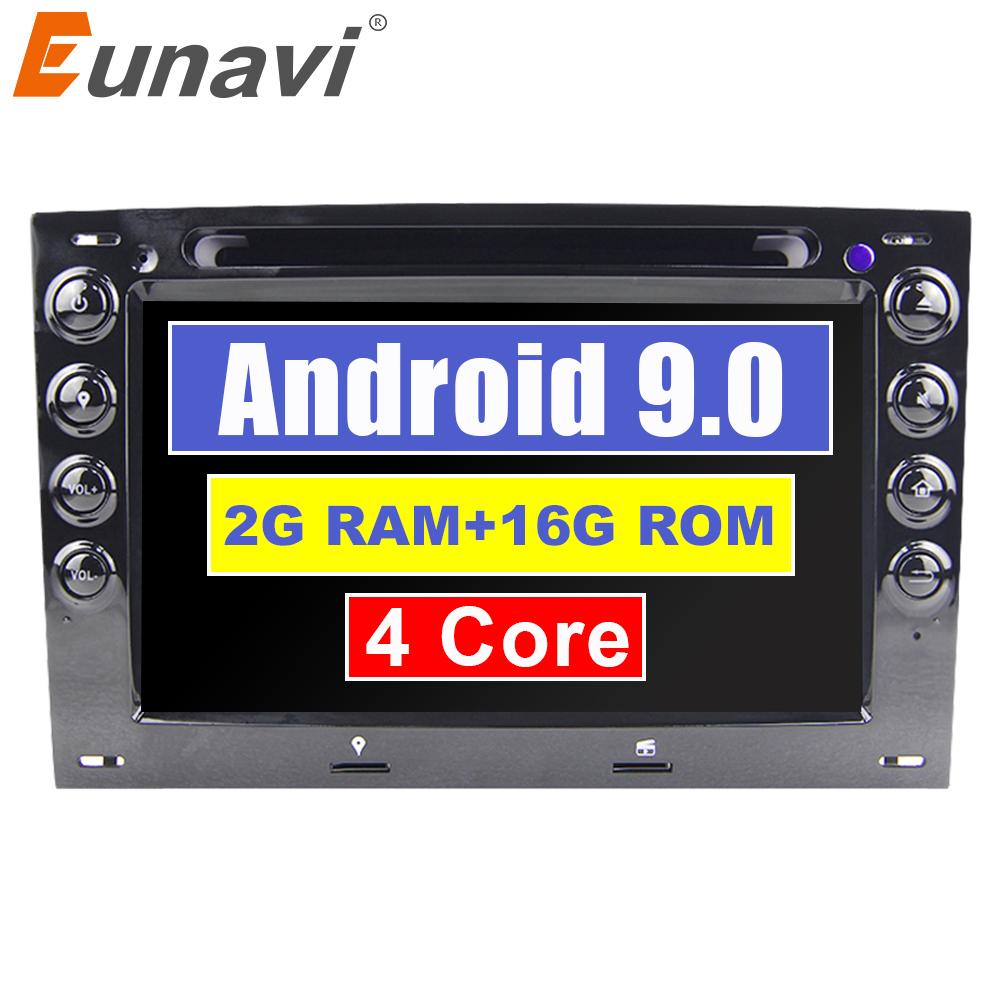 Eunavi Quad Core 7'' 2 Din Android 9.0 Car DVD Player For Renault Megane 2 ii 2006 2007 2008 2009 GPS Navi Radio RDS 1024*600