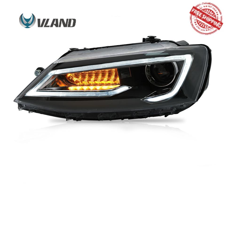 VLAND Headlamp Car Assembly fit for Volkswagen JETTA 2011-2019 Headlight Full LED Headlamp with DRL Sequential Turn Signal