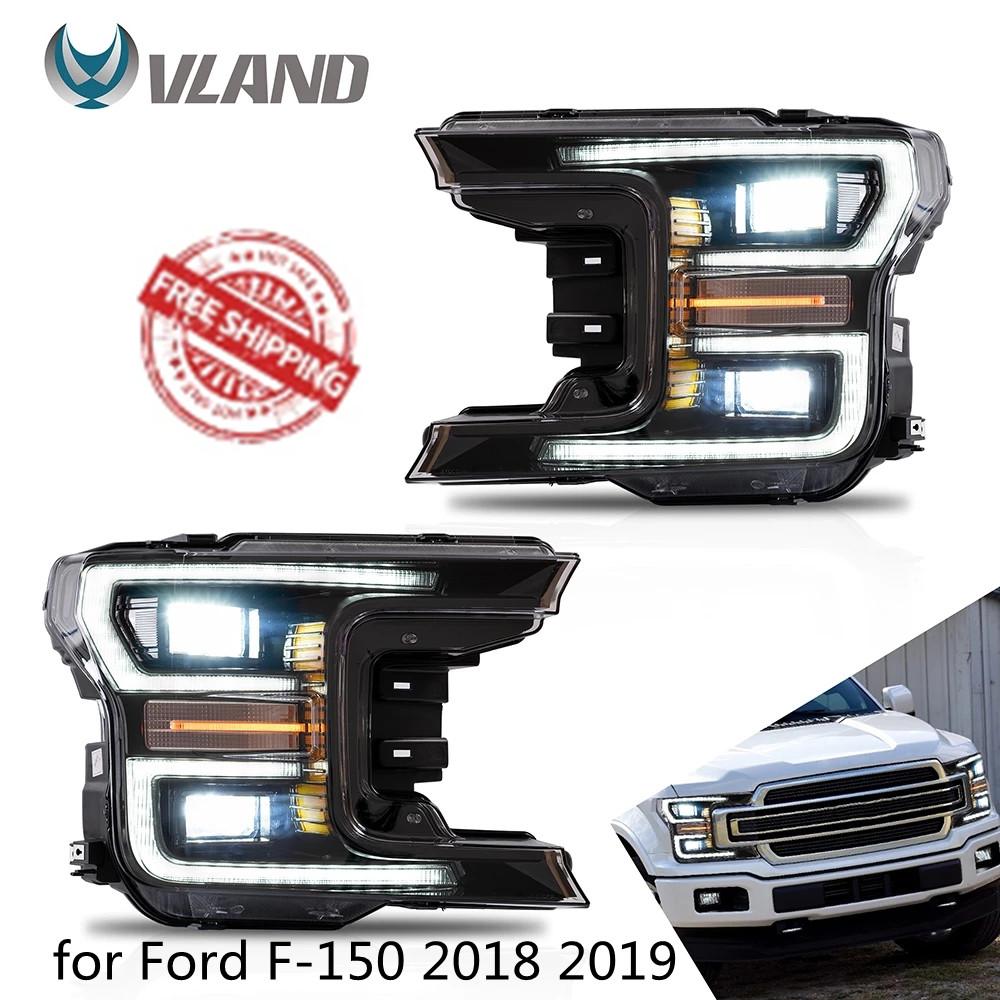 VLAND Headlamp Car Headlights Assembly for Ford F-150 2018 2019 Head light with moving turn signal Dual Beam Lens Plug-and-play