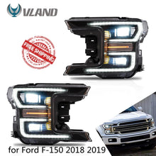 Załaduj zdjęcie do przeglądarki galerii, VLAND Headlamp Car Headlights Assembly for Ford F-150 2018 2019 Head light with moving turn signal Dual Beam Lens Plug-and-play