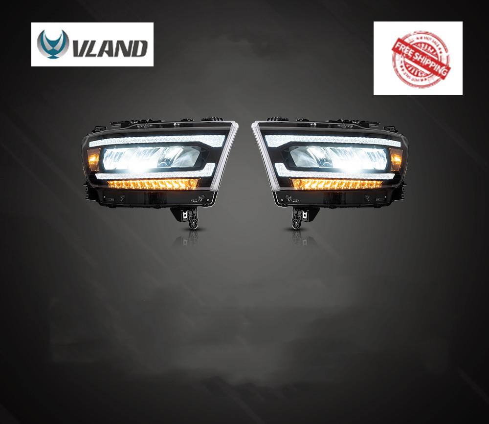 Vland Car Lamp Assembly For Dodge RAM 1500 2019-UP Hedalamp Full LED DRL Front Headlights With Sequential Yellow Turn Signal