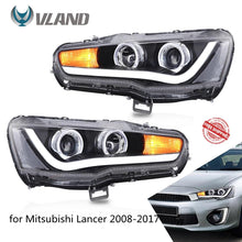 Charger l&#39;image dans la galerie, VLAND car Headlamp Headlight Assembly for Mitsubishi Lancer 2008-2017 Full LED Headlamp with DRL Sequential Turn Signal light