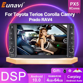 Eunavi 2 Din Car Radio GPS For Corolla Toyota Terios Hilux VIOS Old Camry RAV4 Land Cruiser Prado 2000 - 2008 Multimedia Player