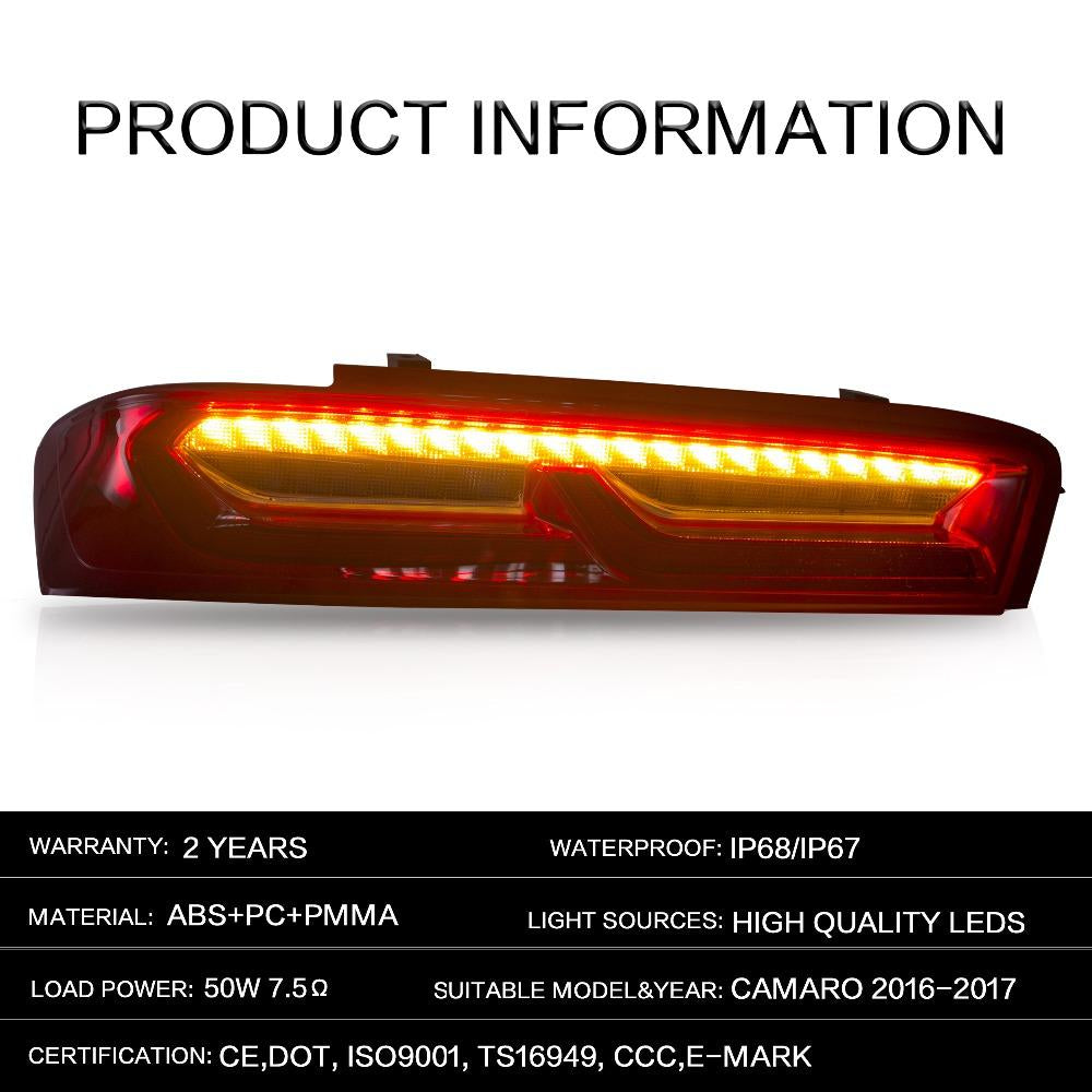 VLAND Tail Lights Assembly For Chevrolet Camaro 2016-2018 Taillight Tail Lamp With Turn Signal Reverse Lights LED DRL Light