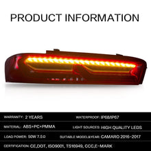 Cargar imagen en el visor de la galería, VLAND Tail Lights Assembly For Chevrolet Camaro 2016-2018 Taillight Tail Lamp With Turn Signal Reverse Lights LED DRL Light