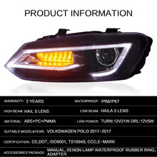 Laden Sie das Bild in den Galerie-Viewer, VLAND Headlamp Car Headlight Assembly For Volkswagen Polo 2011-2017 Head Light With Moving Turn Signal Dual Beam Lens