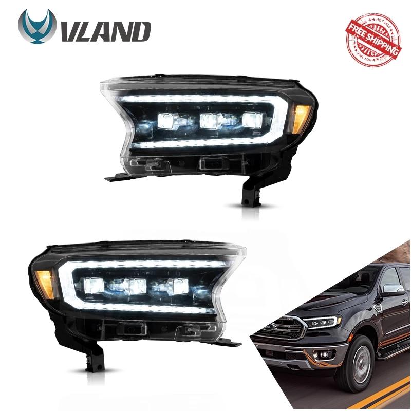 Zespół lampy samochodowej Vland dla Ford Ranger 2015 2016 2017 2018 2019 2020 T6 T7 reflektory w pełni LED przednie światła dynamiczny kierunkowskaz