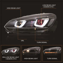 Załaduj zdjęcie do przeglądarki galerii, VLAND Headlamp Car Headlight Assembly For Volkswagen Golf Mk6 GTI/2012-2013 RHD/LHD Light Moving Turn Signal Dual Beam Lens