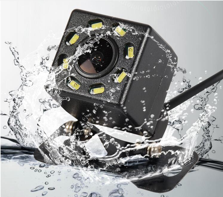 Eunavi 8 LED Night Vision Car Rear View Camera Universal Backup Parking Camera Waterproof Shockproof Wide Angle HD Color Image