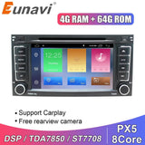 Eunavi DSP 2 Din Android 10 Auto DVD Player GPS Für VW/Volkswagen/Touareg/Transporter T5 2004-2011 Auto Multimedia Radio 8 Core