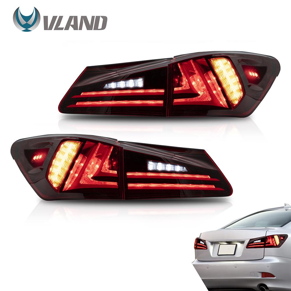 VLAND Car Accessories LED Tail Lights Assembly For Lexus Sedan XE20 IS250 IS350 2006-2013 Full LED Turn Signal Reverse Lights