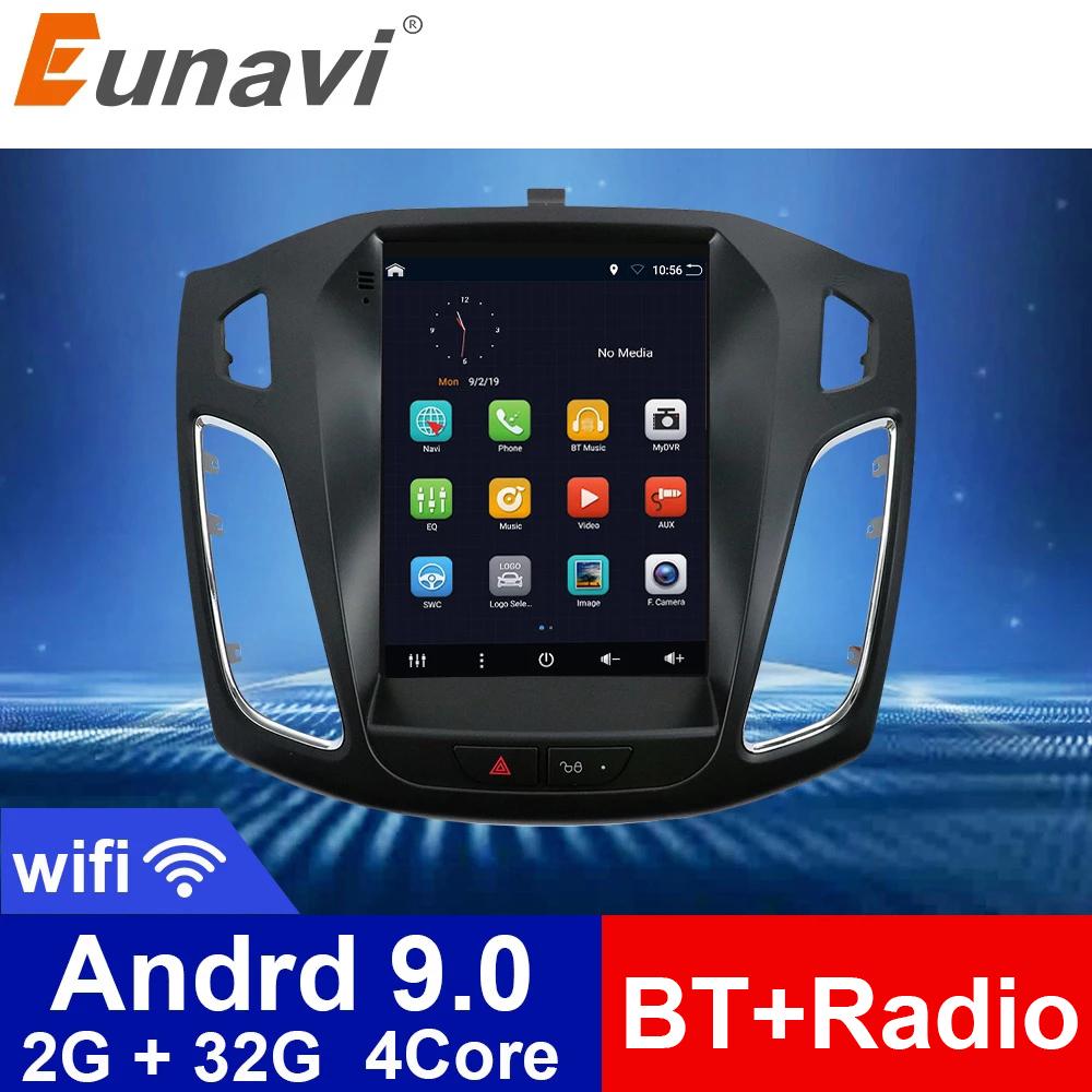 Eunavi 2Din radio samochodowe z androidem odtwarzacz multimedialny dla Ford focus 2012-2015 Audio stereo pionowy ekran Tesla nawigator GPS RDS