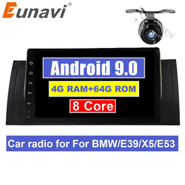 Eunavi Car Multimedia Radio Player For BMW/E39/X5/E53 1din headunit GPS Stereo Android 9 system 4G 64GB 8 CORES 9'' One 1 Din