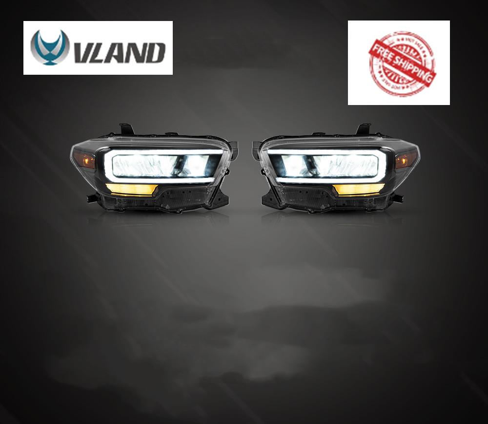 Vland Headlamp Assembly For Toyota Tacoma 2015 2016 2017 2018 2019 2020 Headlights Full LED Frontlight Day Running Lights