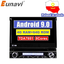 Eunavi 4G RAM 1 Din Octa 8 Core Car DVD Player For Universal Navigation Stereo Radio WIFI MP3 Audio USB SWC Android 9.0 GPS