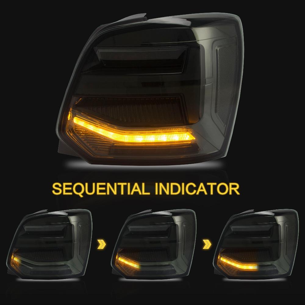 VLAND Tail lights Assembly for Volkswagen Polo 2011-2017 Taillight Tail Lamp with Turn Signal Reverse Lights LED DRL light