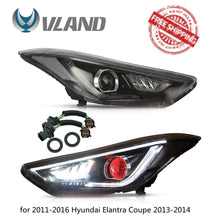 Charger l&#39;image dans la galerie, VLAND Headlamp Car Headlight Assembly for 2011-2016 Hyundai Elantra Coupe 2013-2014 Head light moving turn signal Dual Beam Lens