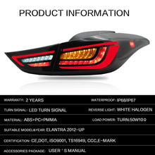 Załaduj zdjęcie do przeglądarki galerii, VLAND Car Accessories LED Tail Lights Assembly For 2011-2016 Hyundai Elantra 2013-2014 Elantra Coupe Tail Lamp Full LED DRL