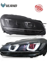 Laden Sie das Bild in den Galerie-Viewer, VLAND Headlamp Car Headlight Assembly For Volkswagen Golf Mk6 GTI/2012-2013 RHD/LHD Light Moving Turn Signal Dual Beam Lens