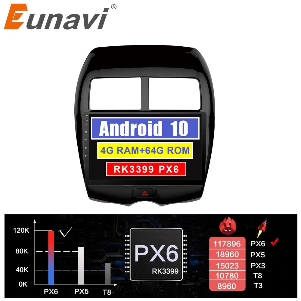 Eunavi car radio stereo multimedia pc player for Mitsubishi ASX 2013-2016 2 din Android headunit GPS TDA7851 Subwoofer USB