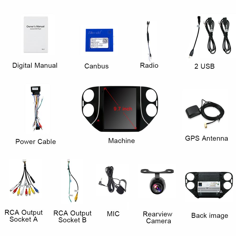 Eunavi 2 Din Android Autoradio Für Volkswagen VW Tiguan 1 NF 2006-2016 Multimedia Video Player Vertikaler Tesla Bildschirm GPS WIFI