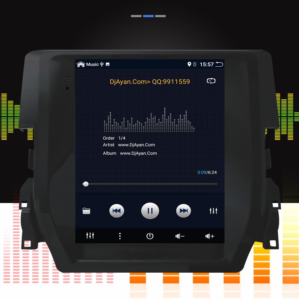 Eunavi 2Din Android Car Radio Multimedia Player For Honda Civic 2016 Vertical Tesla Style Screen Stereo Head Unit Navigation GPS