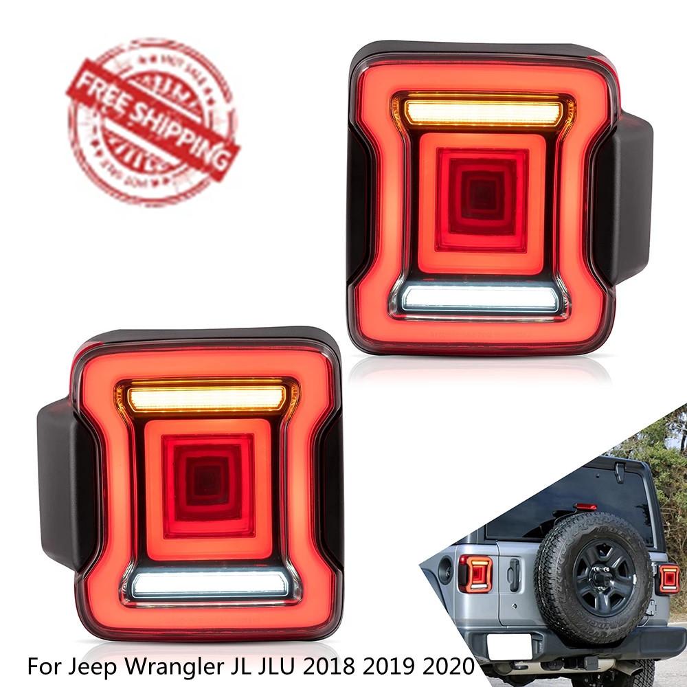 VLAND Car Accessories LED Tail Lights Assembly For Jeep Wrangler JL JLU 2018 2019 2020 Tail Lamp With Turn Signal Reverse Light